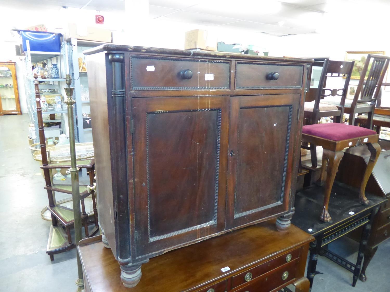 VICTORIAN MAHOGANY TWO DOOR CHIFFONIER BASE, 38 3/4" (98.5CM) WIDE