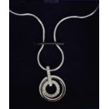 SWAROVKSI CONCENTRIC CIRCLE PENDANT NECKLACE, with round snake link chain as new, boxed