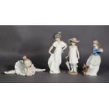 FOUR NAO PORCELAIN FIGURES OF YOUNG GIRLS, including: ‘READY FOR MY DEBUT’, boxed and another,
