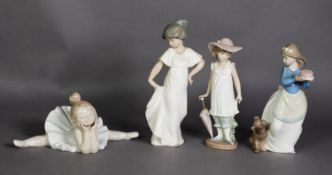 FOUR NAO PORCELAIN FIGURES OF YOUNG GIRLS, including: ‘READY FOR MY DEBUT’, boxed and another,