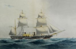 WILLIAM MACKENZIE THOMSON (act. 1870-1892) WATERCOLOUR DRAWING Ship Portrait- HMS TERRIBLE Signed