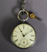 J. FLINN & SONS, GLOUCESTER ST., LONDON, VICTORIAN SILVER POCKET WATCH with key wind movement