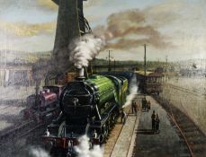 P H MARRINER (Twentieth Century) OIL PAINTING ON CANVAS The Flying Scotsman believed to be at