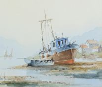 KEN HAMMOND (b.1948) PAIR OF WATERCOLOUR DRAWINGS Fishing boats and beach boat Signed 6 ¼” x 7 ¼” (