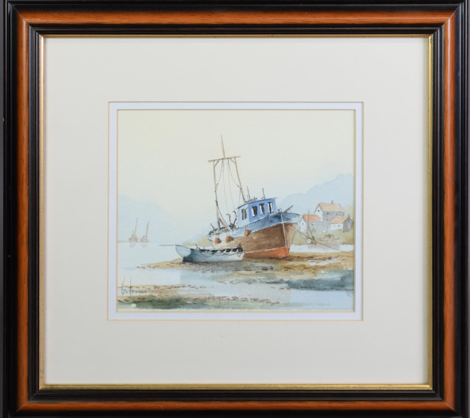 KEN HAMMOND (b.1948) PAIR OF WATERCOLOUR DRAWINGS Fishing boats and beach boat Signed 6 ¼” x 7 ¼” ( - Image 2 of 3