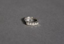 PLATINUM AND DIAMOND FIVE STONE CLAW SET DRESS RING, approx. 0.5 ct overall, marked Platinum 900,