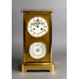 LATE 19TH CENTURY FRENCH FOUR GLASS LIBRARY CLOCK BAROMETER BY ROBIN, PARIS, the moulded brass