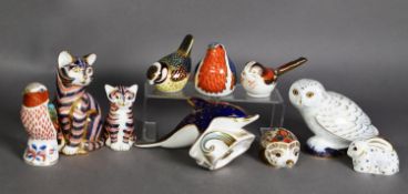 TEN MODERN ROYAL CROWN DERBY IMARI CHINA ANIMAL PATTERN PAPERWEIGHTS, comprising: ‘SNOWY OWL’, ‘