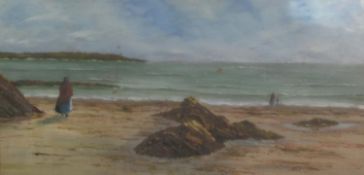 UNATTRIBUTED (EARLY TWENTIETH CENTURY) PAIR OF OILS ON CANVAS Beach scenes, one with figures