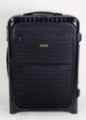 RIMOWA, GERMAN, BLACK PLASTIC CABIN BAG, with traditional ribbed decoration, zip fastening, with two