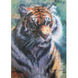 ROLF HARRIS (b.1930) ARTIST SIGNED LIMITED EDITION COLOUR PRINT ON CANVAS ‘Tiger in the Sun’ (83/