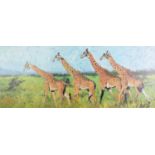 ROLF HARRIS (b. 1930) ARTIST SIGNED LIMITED EDITION ‘DELUXE CANVAS’ COLOUR PRINT ‘Four Giraffes’ (