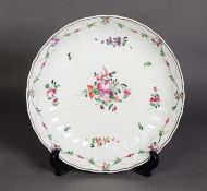 EARLY 1800s, POSSIBLY NEW HALL, PORCELAIN SCALLOP MOULDED SHALLOW DISH, polychrome enamelled with