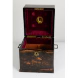 GOOD VICTORIAN COROMANDEL WOOD DECANTER BOX C/R- now without the four decanters and partitioning,