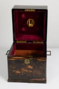 GOOD VICTORIAN COROMANDEL WOOD DECANTER BOX C/R- now without the four decanters and partitioning,