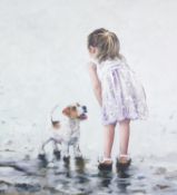 KEITH PROCTOR (b.1961) ARTIST SIGNED LIMITED EDITION COLOUR PRINT ‘Puppy Love’, (141/195), with