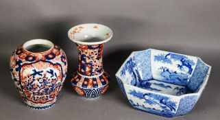 JAPANESE BLUE AND WHITE PORCELAIN BOWL, of square form with inverted corners, painted with figures