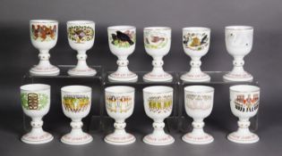SET OF TWELVE ROYAL DOULTON ‘TWELVE DAYS OF CHRISTMAS’ CHINA GOBLETS, each printed with related