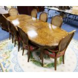 A DINING ROOM SUITE OF TEN PIECES, comprising 8 chairs, including a pair of carver’s armchairs, with