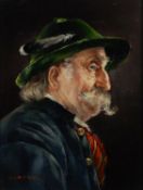 HERMINE GARTNER (1846-1905) OIL ON BOARD Quarter length profiled portrait of a moustached