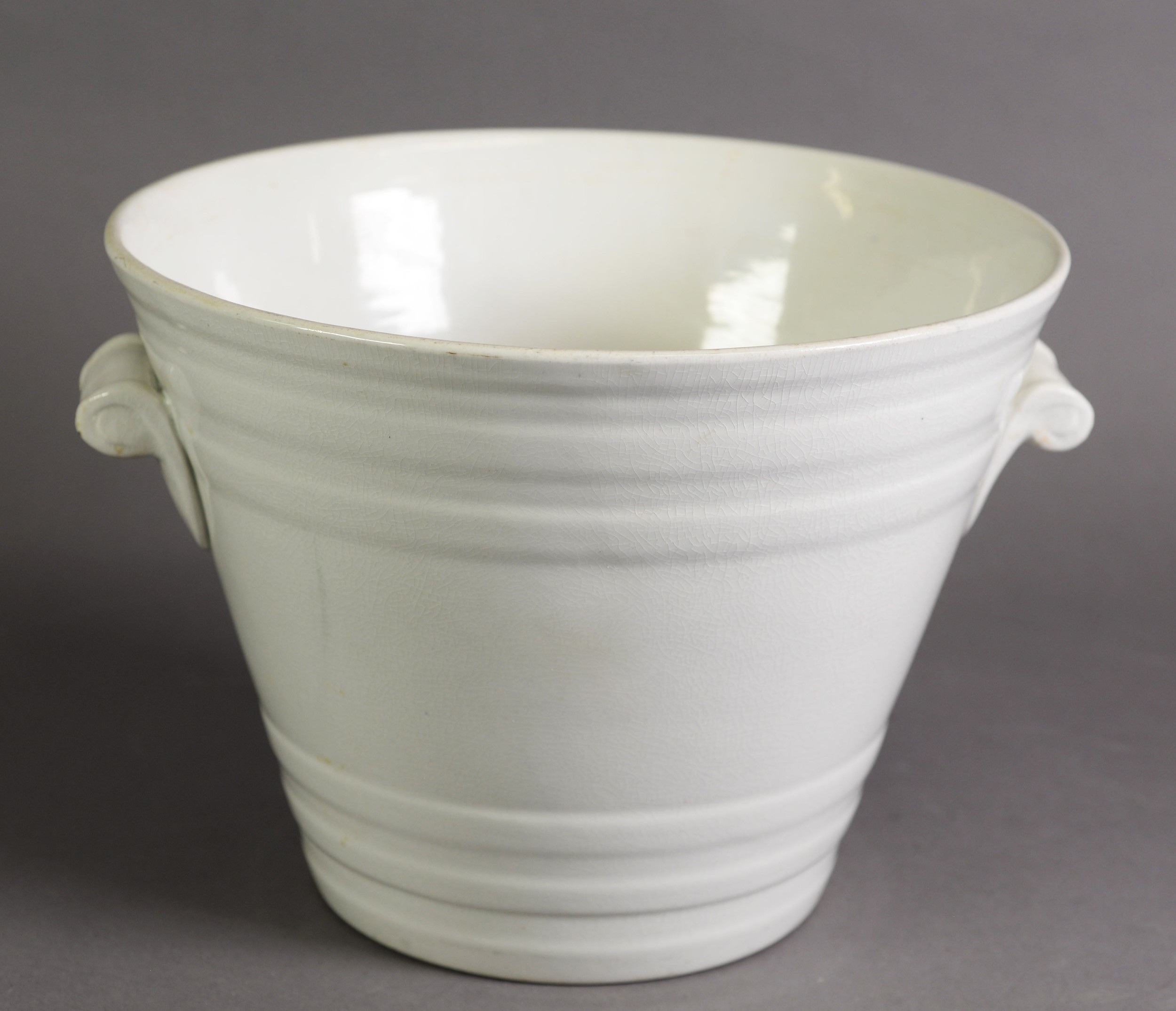 H. MARSH, WITHY GROVE, MANCHESTER, WHITE GLAZED POTTERY TWO HANDLED ‘PURE MILK’ PAIL, of moulded - Image 2 of 3