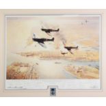 JOHN YOUNG (1930-2015) ARTIST SIGNED LIMITED EDITION COLOUR PRINT '249 Squadron Spitfires over