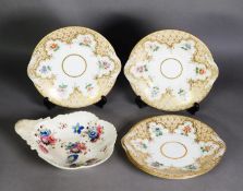 SET OF FOUR MID-19th CENTURY STAFFORDSHIRE PORCELAIN DESSERT DISHES, each polychrome enamelled
