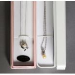 TWO WHITE METAL NECKLACES AND PEARL MOUNTED WHITE METAL PENDANT [3]