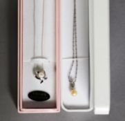 TWO WHITE METAL NECKLACES AND PEARL MOUNTED WHITE METAL PENDANT [3]