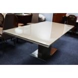 BONTEMPI CASA OASI EXTENDING DINING TABLE AND A SET OF TEN AIDA? GREY DINING CHAIR, THE TABLE with