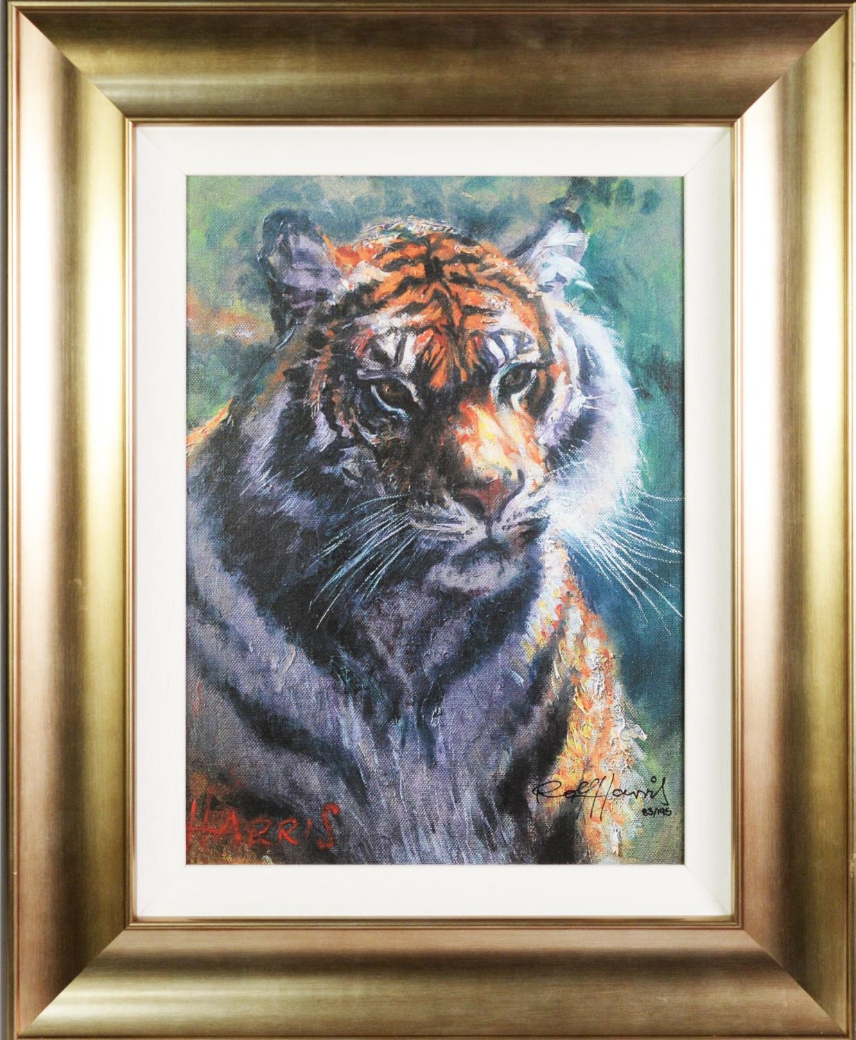 ROLF HARRIS (b.1930) ARTIST SIGNED LIMITED EDITION COLOUR PRINT ON CANVAS ‘Tiger in the Sun’ (83/ - Image 2 of 3