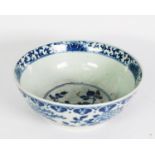 NINETEENTH CENTURY CHINESE BLUE AND WHITE PORCELAIN LARGE BOWL, of steep sided footed form,