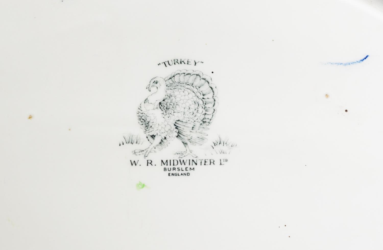 W R MIDWINTER ‘TURKEY’ PATTERN POTTERY OVAL MEAT PLATE, with printed and washed decoration, 20” x 15 - Image 2 of 2