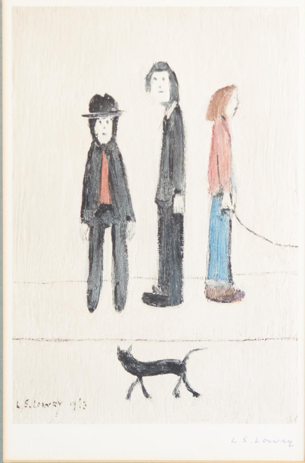 L. S. LOWRY (1887 - 1976) ARTIST SIGNED LIMITED EDITION COLOUR PRINT Three Men and a Cat An