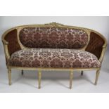 FIVE PIECE FRENCH STYLE MOULDED GILTWOOD DRAWING ROOM SUITE, comprising: SETTEE, PAIR OF OPEN