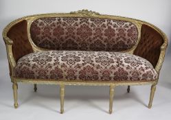 FIVE PIECE FRENCH STYLE MOULDED GILTWOOD DRAWING ROOM SUITE, comprising: SETTEE, PAIR OF OPEN