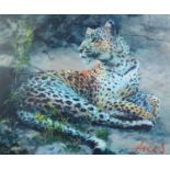 ROLF HARRIS (b.1930) ARTIST SIGNED LIMITED EDITION COLOUR PRINT ON CANVAS ‘Leopard Reclining at