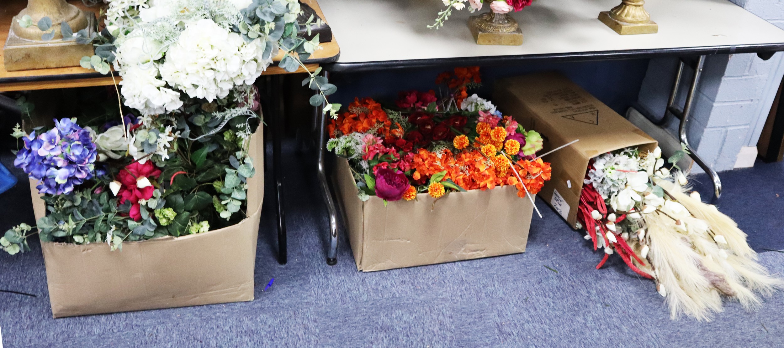 LARGE QUANTITY OF ARTIFICIAL FLOWERS, contents of 3 boxes