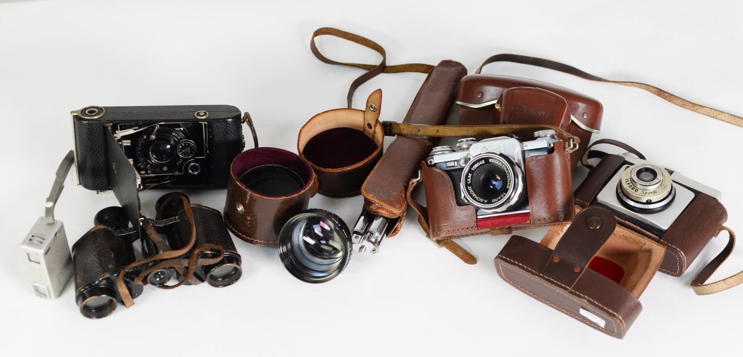 FOUR BYGONE CAMERAS, comprising: HALINA-VICEROY, ILFORD SPORT, EDIXA REFLEX and an AGC VEST POCKET