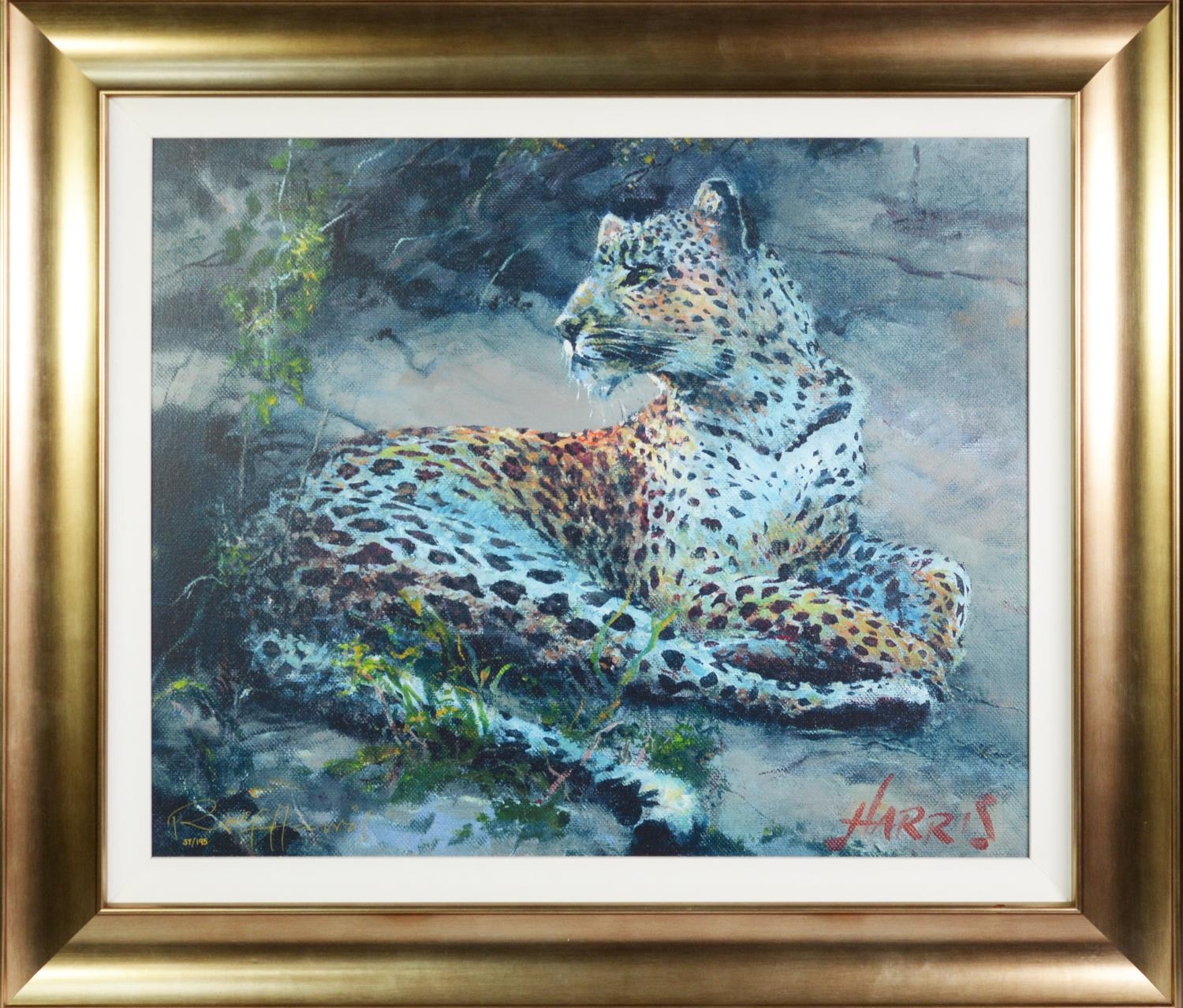 ROLF HARRIS (b.1930) ARTIST SIGNED LIMITED EDITION COLOUR PRINT ON CANVAS ‘Leopard Reclining at - Image 2 of 3