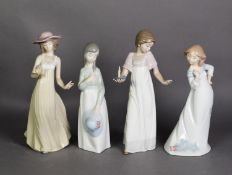 FOUR NAO PORCELAIN FIGURES OF YOUNG LADIES, including: ‘SWEET NATURE’, boxed and another with