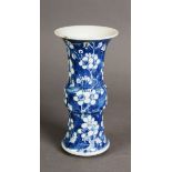 CHINESE LATE QING DYNASTY PORCELAIN GU SHAPE VASE, with everted rim, painted in underglaze blue wiht