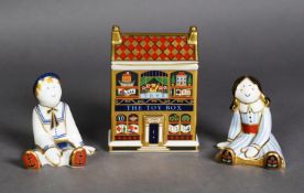 THREE MODERN ROYAL CROWN DERBY IMARI CHINA PAPERWEIGHTS, comprising: ‘THE TOY BOX’, ‘RAG DOLL