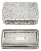 A Victorian silver vinaigrette and a French silver snuff box
