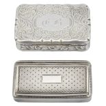 A Victorian silver vinaigrette and a French silver snuff box