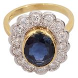 A sapphire and diamond-set ring