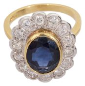 A sapphire and diamond-set ring