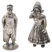 Two Continental novelty silver figural pepper pots