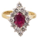 A rubY AND DIAMOND-SET RING