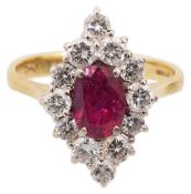 A rubY AND DIAMOND-SET RING